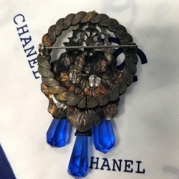 VINTAGE Max Neiger Blue Czech Crystal Brooch - Picture 5 of 5